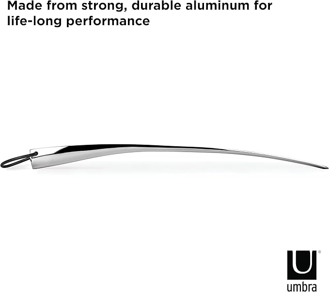 Umbra Shoehorn Premium Silver Long-Handled Metal 18 Inch Horn Stick for Men, Women, Kids, Boots Stainless Steel Heavy-Duty Shoes Remover, Aluminum, 0.4 x 0.4 x 0.4