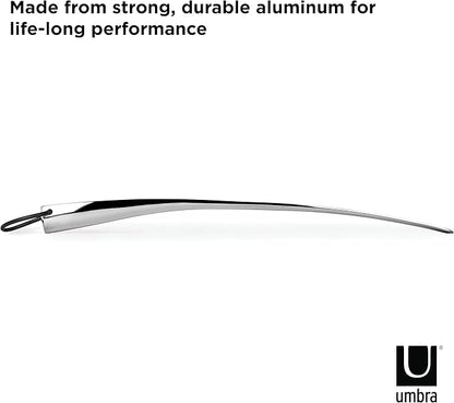 Umbra Shoehorn Premium Silver Long-Handled Metal 18 Inch Horn Stick for Men, Women, Kids, Boots Stainless Steel Heavy-Duty Shoes Remover, Aluminum, 0.4 x 0.4 x 0.4