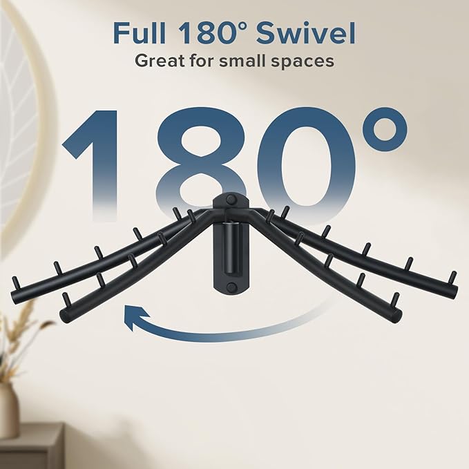 Alise Swing Clothes Hanger Rack,Black Garment Racks Wall Mounted Clothes Bar-Hanger Hooks Heavy Duty Folding Drying Rack Clothing Hanging System Closet Storage Organizer,Pack of 2