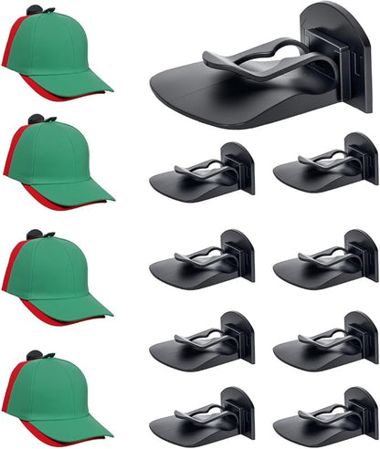 8 Pack Adhesive Hat Hooks for Wall – Strong Hold Hat Rack for Baseball Caps & Cowboy Hats, Minimalist Hat Display Organizer, Hat Hangers for Wall/Door/Closet, No Drilling, USA Patented – Black