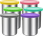 Stainless Steel Pint Containers & Lids Compatible with Ninja Creami ice Cream Maker NC500, NC501, CN501CO Delux Series– 6 Pack, 24 oz, Silicone Lids, BPA-Free, Dishwasher Safe