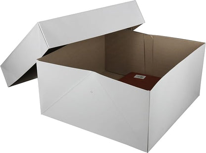 Hat Boxes with Handles - White - 14" x 14" x 7" - Case of 25 - Sturdy White Cardboard Hat Box with Handles - Premium Cardboard Hat Boxes with Lids for Secure Storage - Elegant Hat Box Solution