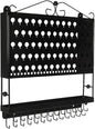 JR20-FB Flat Black Wall Mounted Organizer Necklace Holder Earring & Jewelry Display Rack with Tray