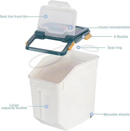 RUIAN 2Pcs Large Flour Storage Container Bin 25Lb Airtight Rice Storage Containers with Wheels Seal Locking Lid, BPA Free with Measuring Cup&Scoop for Flour, Rice, Grain 50LB Total(Blue)