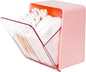 Q tip Holder with 2 Compartments, Plastic Cotton Swab Holder Clear Qtip Organizer in Home Bathroom for Cotton Ball, Swab, Round Pads, Plastic Floss Pick Holder, Pink