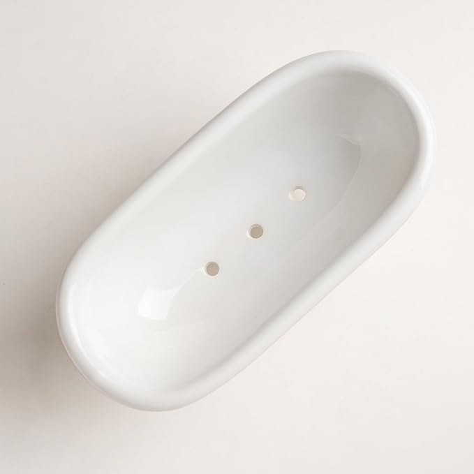 dodococa 1 Piece 5.7"" Mini Ceramic Clawfoot Double Ended Bathtub Soap Dish Vintage Decortative Soap Dish (Style 01)