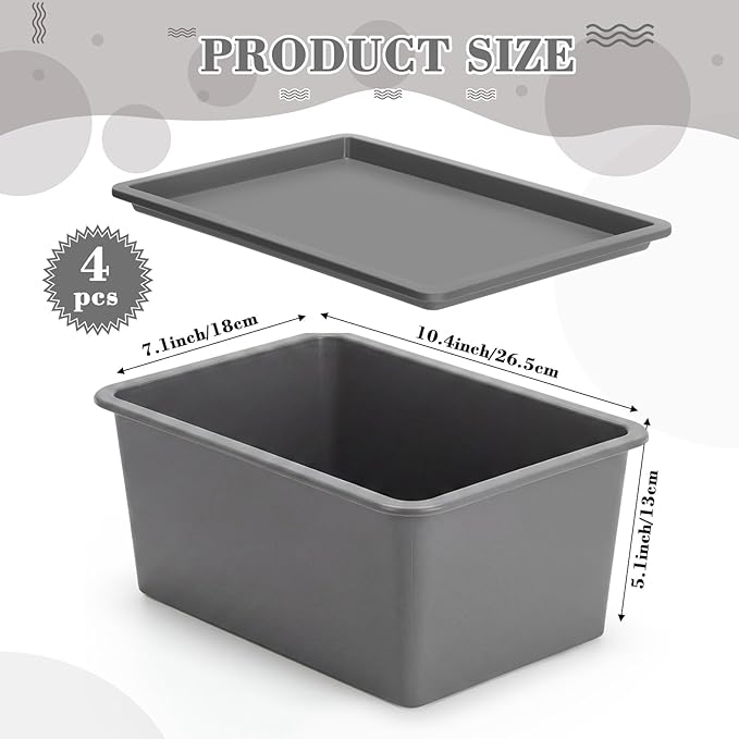 Menkxi 4 Pcs Storage Bins with Lids Plastic Stackable Containers for Organizing Shelves Christmas Ornament Box Baskets(Gray,Large)