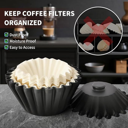 Basket Coffee Filter Holder Storage-Container - Coffee Bar Counter Accessories Decor Pour Over Paper Filters Organzier for 1-4 Cup Basket Filters