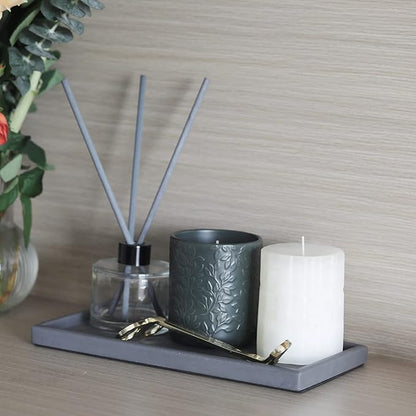 FREELOVE Concrete Decorative Trays for Perfume Cosmetic Bottles Jewelry Jar Candle, Cement Serving Tray for Bathroom Vanity Counter Coffee Table Toilet Tank (Dark-Grey, Rectangle 5.3''X11'')