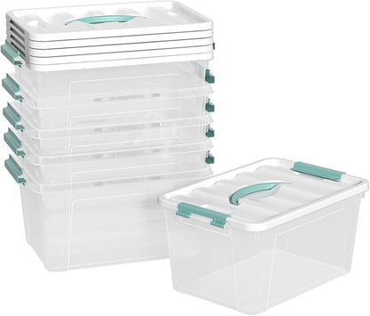 Xyskin 6 Pack 14 Quart Stackable Plastic Storage Bins with Lids and Latching Buckles, Storage Latch Box/Bins, Clear
