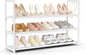 VILICK Shoe Rack for Closet Shoe Organizer Space Saver Storage for 12-15 Pair Shoe Shelf with Hook Free Standing 3 Tier Shoe Rack Organizer for Entryway, Small Spaces, White
