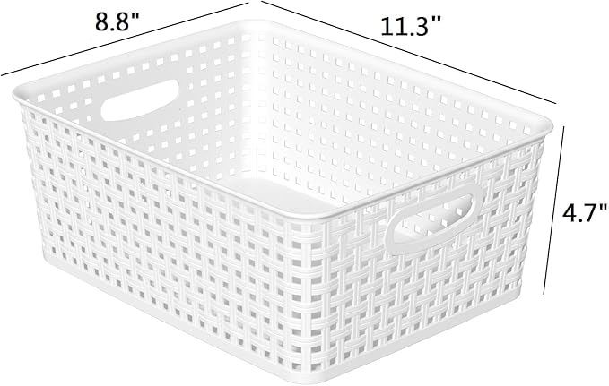 Plastic Storage Baskets, plastic weave basket, 4 Packs