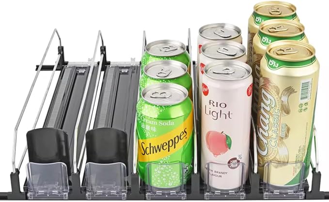 Refrigerator Can Organizer, 5-Lane Fridge Drink Dispenser, Beverage Storage Rack