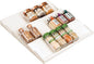 mDesign Expandable Plastic Deluxe Spice Rack, Drawer Organizer for Kitchen Cabinet Drawers, 3 Tier Slanted for Spice Jars, Food Seasoning Bottle Storage, Ligne Collection - Cream/Beige
