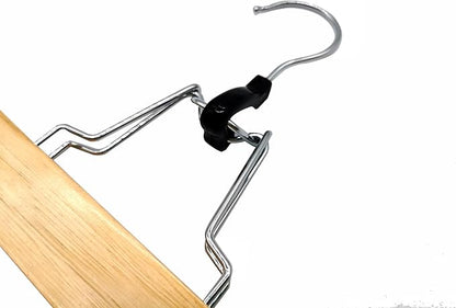Richards Wooden Pants Hangers - Wood Skirt Hangers - 6 Pack - for Men Shorts and Pants and Women Dress Clothes - Non Slip Slim Closet Space Saving