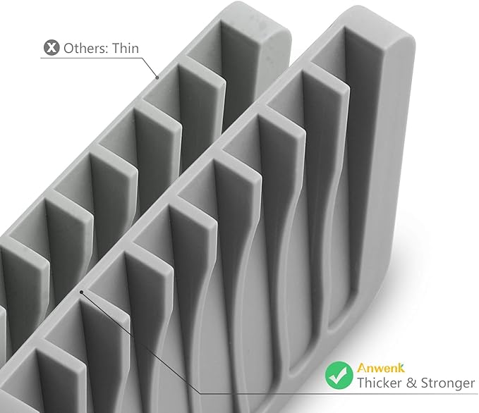 Anwenk Soap Dish for Shower Waterfall Soap Holder Soap Tray Soap Saver Drainer Flexible Silicone for Shower/Bathroom/Kitchen/Counter Top,Keep Soap Bars Dry Clean,Easy Cleaning- Grey, 1Pack