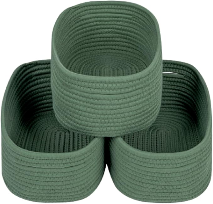 CubesLand Woven Basket for Organizing/Storage,Cube Shelf Closet Storage Baskets Bins,Long-lasting &Skin-friendly Toy Storage Basket,Stylish Room Decor Basket,Rope Basket,Green Basket for Shelves