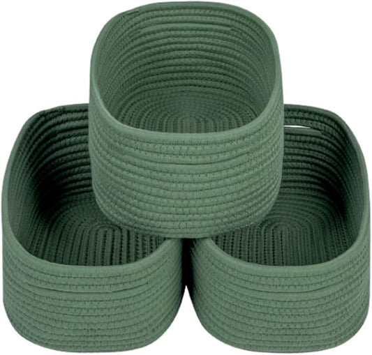 CubesLand Woven Basket for Organizing/Storage,Cube Shelf Closet Storage Baskets Bins,Long-lasting &Skin-friendly Toy Storage Basket,Stylish Room Decor Basket,Rope Basket,Green Basket for Shelves
