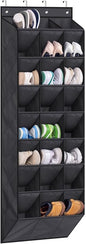 AOODA 24 Pairs Over the Door Shoe Organizer for Closet, Deep Pockets Large Hanging Shoe Rack for Door, 8-Tier Sneaker Holder Hanger, Black