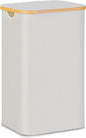100L Laundry Hamper with Lid, Lagre Basket with Bamboo Handles,Foldable Clothes Hamper Tall Dirty Laundry Basket for Clothes Toys Towels Organizing,Beige