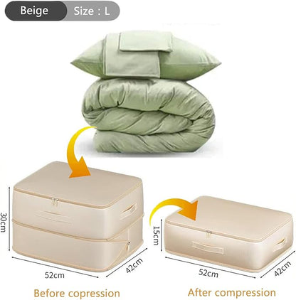 Mecolor Space Saver Compression Storage Bags, Clothes Storage, Bedding Storage, Duvet Storage, Bedding Organiser with Zipper, Pillow, Carrier Bag Storage (apricot, L)
