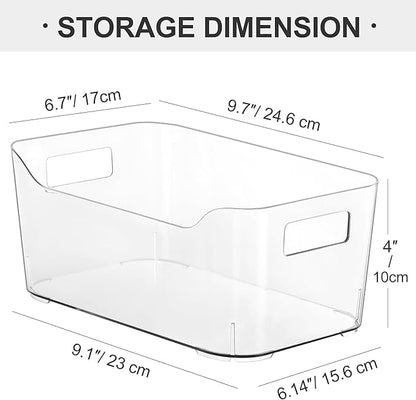 Heyuzb 12 Pack Plastic Storage Bins, Clear Pantry Organizers and Storage, Multi-Use Organizer Bins for Kitchen, Office, Fridge, Cabinet and Shelf Organization