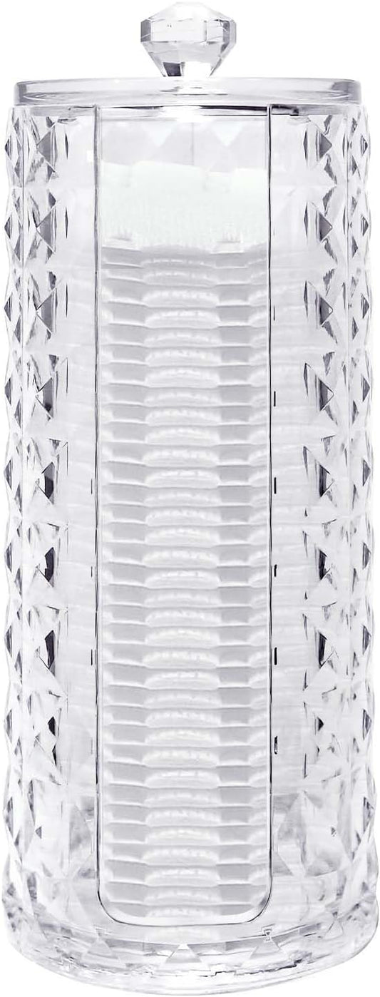 33.8oz Clear Cosmetic Cotton Pads Rounds Holder Easy Accessing Acrylic Makeup Removers Pad Organizer Dispenser with Removable Lid for Bathroom Bedroom Storage Display Rack