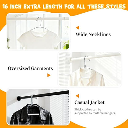 30 Pcs Dry Cleaner Hangers with Tubes - 16" Wire Hangers White Tube with Strong 15 Gauge Wire Bulk for Pants Caped Suit & Strut Home or Dry Cleaners (Silver)