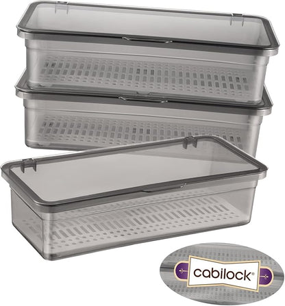 Cabilock 3 Pcs Cutlery Storage Box Container Holder Organizers Cutlery with Lid Silverware Basket Organizer Trays with Lids Cutlery Drainer Cutlery Organizer Large Utensils Black re-usable