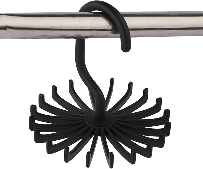 3 Pack Twirl Ties Rack Closet Organizer Tie Hanger Hook Headband Holder (Black)