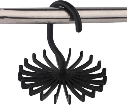 3 Pack Twirl Ties Rack Closet Organizer Tie Hanger Hook Headband Holder (Black)