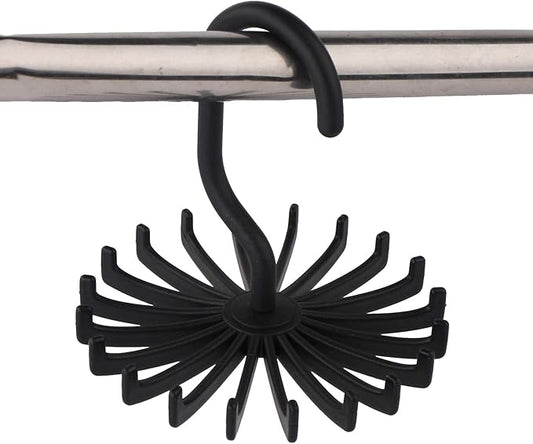 3 Pack Twirl Ties Rack Closet Organizer Tie Hanger Hook Headband Holder (Black)