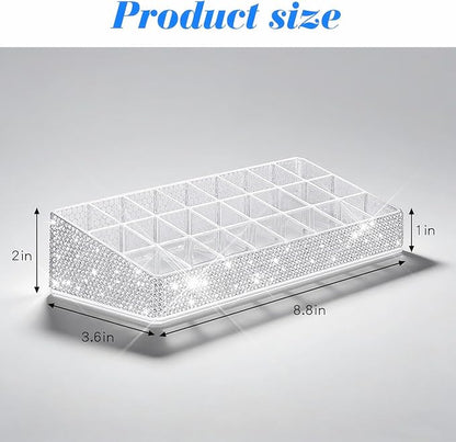 Bling Acrylic Lipstick Lip Gloss Organizer 24 Slots Comestic Display Holder for Nail Polish Essential Oil