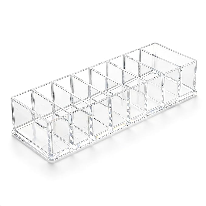 Makeup Organizer, Clear Acrylic Lipstick & Eyeshadow Palette Storage for Women & Girls, Desk & Drawer Cosmetic Holder, Easy Access (Clear)