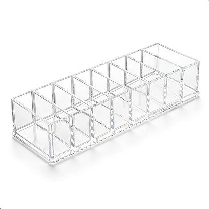 Makeup Organizer, Clear Acrylic Lipstick & Eyeshadow Palette Storage for Women & Girls, Desk & Drawer Cosmetic Holder, Easy Access (Clear)
