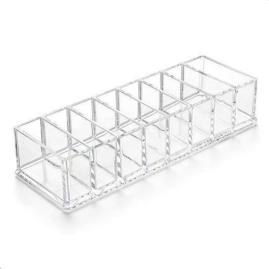 Makeup Organizer, Clear Acrylic Lipstick & Eyeshadow Palette Storage for Women & Girls, Desk & Drawer Cosmetic Holder, Easy Access (Clear)