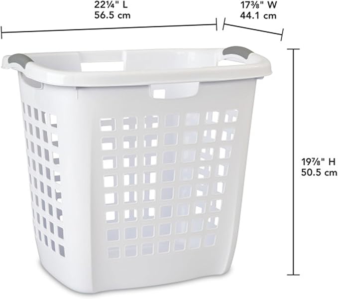 Sterilite Ultra Easy Carry Laundry Hamper, Comfort Handles to Easily Carry Clothes Between the Bedroom and Laundry Room, Plastic, White, 4-Pack