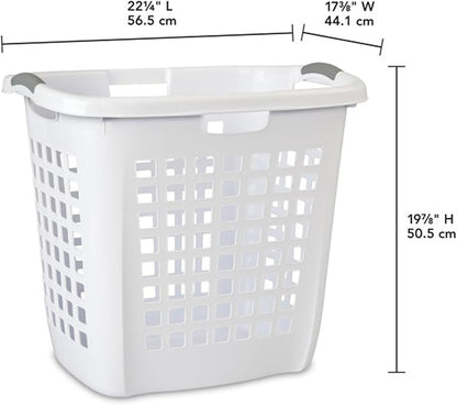 Sterilite Ultra Easy Carry Laundry Hamper, Comfort Handles to Easily Carry Clothes Between the Bedroom and Laundry Room, Plastic, White, 4-Pack