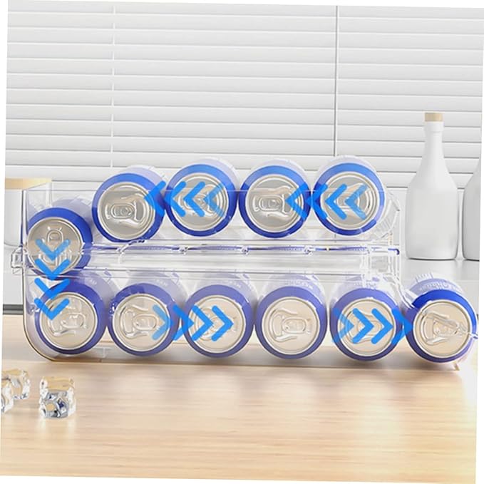 DECHOUS 1pcs Refrigerator Bins Organizer Double Beverage Storage Box for Fridge Large Capacity Can Dispenser Design for Tidy Kitchen and Pantry Organization