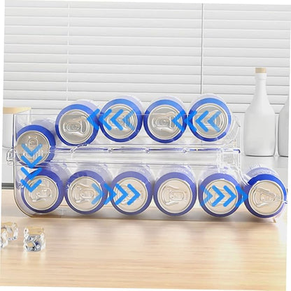 DECHOUS 1pcs Refrigerator Bins Organizer Double Beverage Storage Box for Fridge Large Capacity Can Dispenser Design for Tidy Kitchen and Pantry Organization