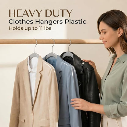 SMARTOR Plastic Hangers 20 Pack - Thin and Slim Design for Space Saving Organizer - Durable & Heavy Duty Closet Organizers and Storage with 360 Swivel Hooks, Non Slip Notches for Straps - Gray