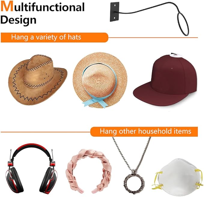 ‌4-Pack Western Cowboy Hat Rack Wall Mount Hanger – Space-Saving Hat Organizer with Screws & Anchors, Easy Installation for Home/Office/Retail‌