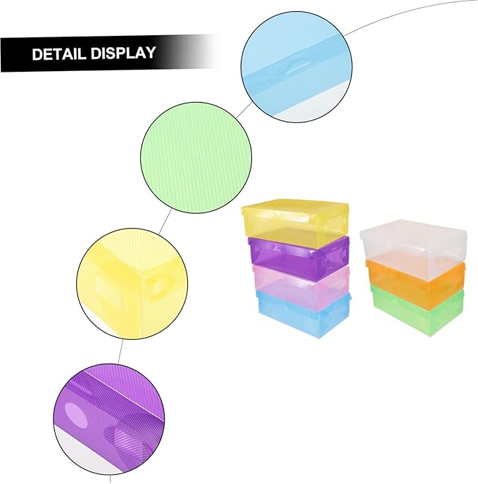 Happyyami 7pcs Shoe Storage Box Set Stackable Organizer for High Heels Sneakers Boots Space-saving Design for Closet Entryway Multi Options Yellow