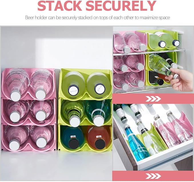 Luxshiny 3pcs Stackable Beverage Storage Rack Beer Organizer for Refrigerator Lightweight Can Holder Practical Kitchen Storage for Bottled Drinks and Water Bottles