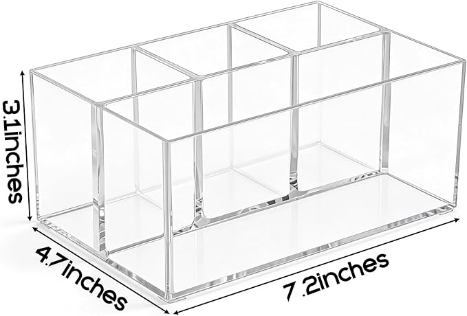 Vowcarol Clear Makeup Brush Holder Organizer, 4-Slots Vanity Makeup Organizer for Palettes and Brushes