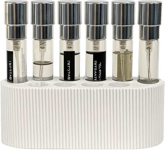 Perfume Sample Organizer for Bathroom or Vanity – Ideal Makeup and Skincare Storage, Desk and Bathroom Counter Organizer, Gift for Her ((PURE WHITE) Fits 8mL Atomizers (Travel Size))