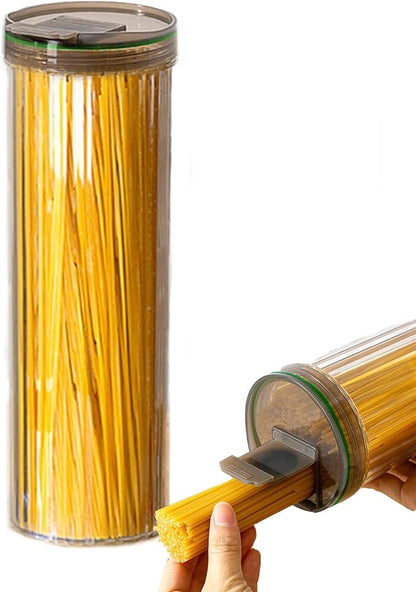 Clear Plastic Pasta Storage Container with Lid, Airtight Spaghetti Food Storage Box Noodle Canister Suit for Flour, Sugar, Black, Pasta, Noodle, Cereal
