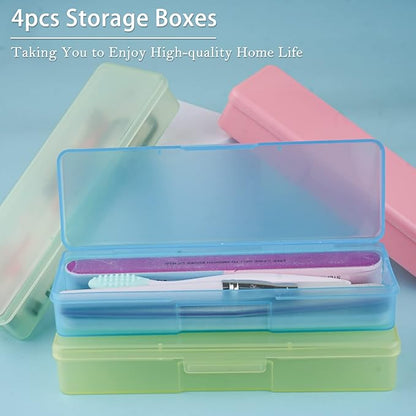 Lokyango 4-Piece Plastic Storage Box for Nail Tools - Multicolor Manicure & Pedicure Supply Organizer
