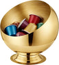 Coffee Pod Holder - Large Capacity Metal K Cup serve for Nespresso Pod Storage Container with Gold Finish, Multi-Use Creamer & Candy Bowl for Countertop, Coffee Bar Accessories(Gold)