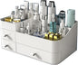 skin care organizer,Makeup Desk Organizer With Drawers ,Countertop Organizer for Cosmetics,Vanity brush with Holder for Lipstick, Brushes, Eyeshadow, and Desktop Finishing Dresser (A-Large-White)